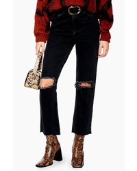 Topshop Ripped Straight Leg Jeans