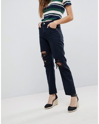 Rollas Rollas Original Straight High Waisted Jean With Ripped Knee Threadbare