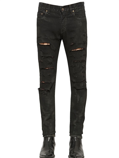 Saint Laurent 155cm Super Destroy Stretch Denim Jeans | Where to buy ...