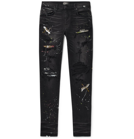 ripped jeans with paint