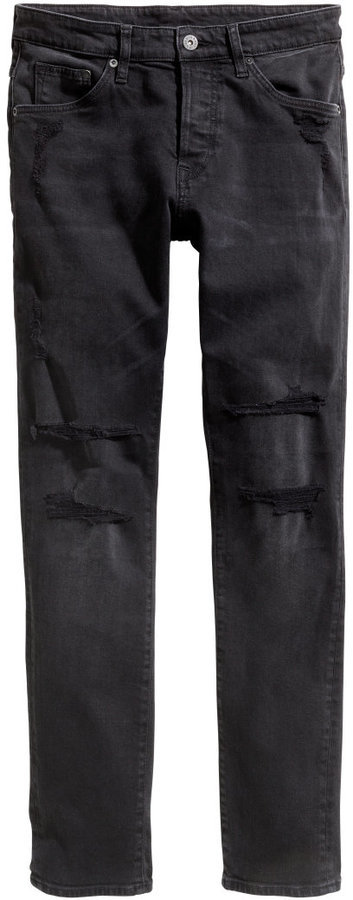 black trashed skinny jeans