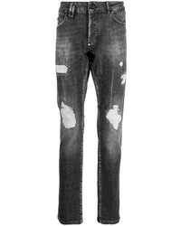 Philipp Plein Skull Bones Ripped Detail Jeans