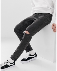 Cheap Monday Slim Tapered Sonic Jeans In Washed Black