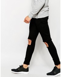Jaded London Super Skinny Jeans With Frayed Knee Rips