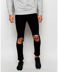 Jaded London Super Skinny Jeans With Frayed Knee Rips