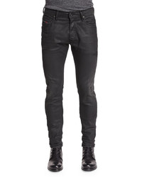 Diesel Tepphar Distressed Coated Jeans Black