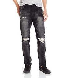 Wt02 Denim Pants Long With Destructed Ripped And Repair Mainly On Knee Details