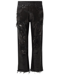 R13 Distressed Sequined Mid Rise Jeans