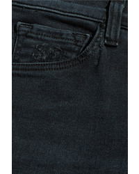 J Brand 835 Distressed Cropped Mid Rise Skinny Jeans Black