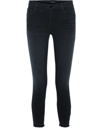 J Brand 835 Distressed Cropped Mid Rise Skinny Jeans Black
