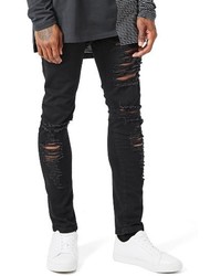Topman Aaa Collection Ripped Stretch Skinny Jeans