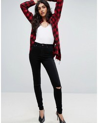 Asos Tall Asos Tall Ridley Skinny Jeans In Clean Black With Rips