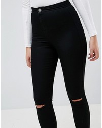 Asos Tall Asos Tall Rivington Jegging In Clean Black With Rips
