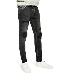 Topman Biker Blowout Skinny Jeans