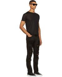 Versace Black Distressed Slim Fit Jeans