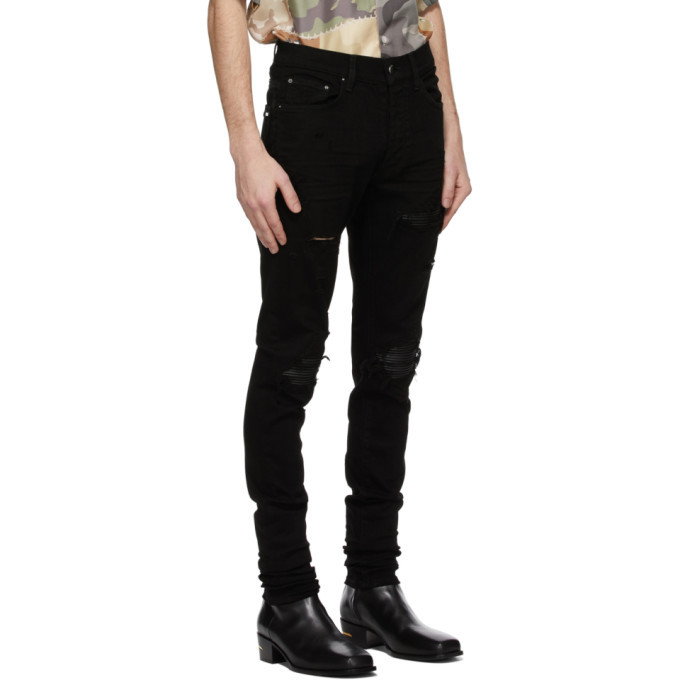 Amiri Black Mx1 Leather Jeans, $1,090 | SSENSE | Lookastic
