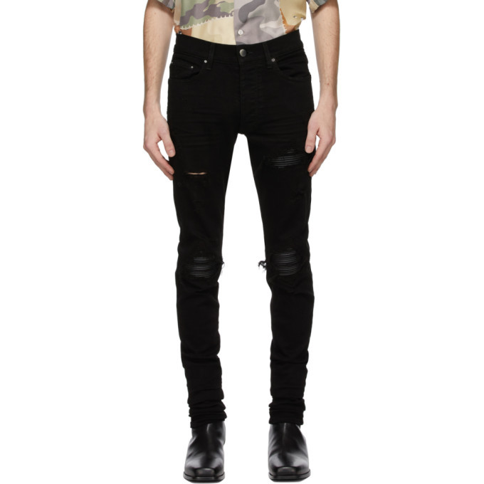 Amiri Black Mx1 Leather Jeans, $1,090 | SSENSE | Lookastic
