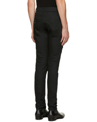 Saint Laurent Black Original Low Waisted Destroyed Skinny Jeans