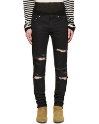 Saint Laurent Black Original Low Waisted Destroyed Skinny Jeans
