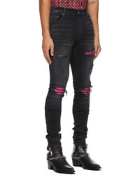 Amiri Black Pink Cracked Leather Mx1 Jeans