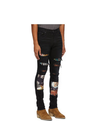 Amiri Black Scarves Art Patch Jeans