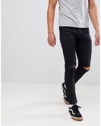 Mennace Black Slashed Relaxed Skinny Makavelli Jeans