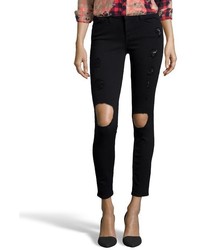 Frame Denim Black Stretch Le Skinny De Jeanne Ripped Jeans