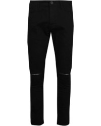 Boohoo Black Stretch Skinny Jeans With Ripped Knees