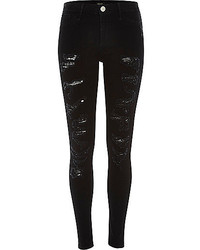 River Island Black Super Ripped Molly Jeggings