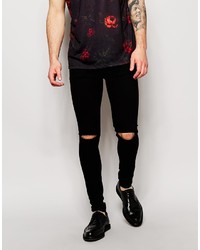 Asos Brand Extreme Super Skinny Jeans With Knee Rips