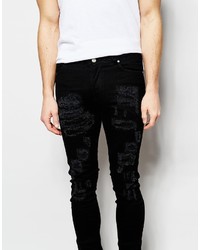 Asos Brand Extreme Super Skinny Jeans With Rips
