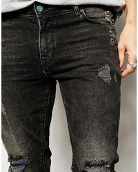Asos Brand Skinny Jeans With Rip And Repair Detail