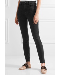 J Brand Carolina Distressed High Rise Skinny Jeans Black