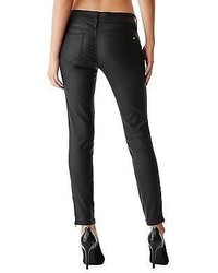 GUESS Celilia Ankle Zip Skinny Jeans In Black Coated Destroy Wash