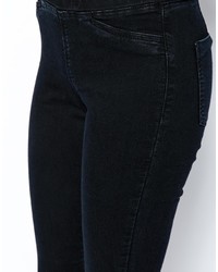 Asos Collection Jameson Low Rise Denim Jeggings In Washed Black With Ripped Knee