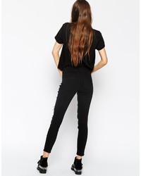 Asos Collection Lisbon Skinny Festival Mid Rise Ankle Grazer Jeans In Black With Extreme Rips