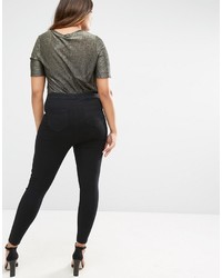Asos Curve Curve Rivington Jegging In Clean Black With Rips