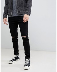 Hollister Destroy Super Skinny Jeans In Black Destroy