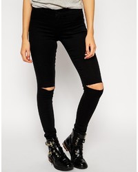 Noisy May Devil Skinny Jeans With Ripped Knees