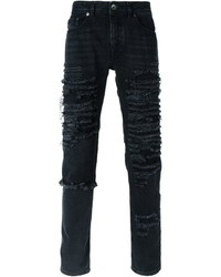 diesel black distressed jeans