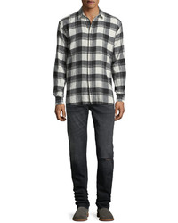 Saint Laurent Dirty Wash Skinny Jeans With Ripped Knee