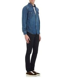 Saint Laurent Distressed Skinny Jeans Black