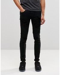 Dr. Denim Dr Denim Snap Skinny Jeans Black Ripped Knee And Thigh