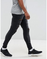 Siksilk Drop Crotch Skinny Jeans With Distressing