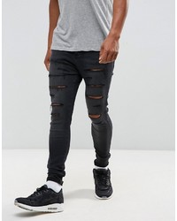 Siksilk Drop Crotch Skinny Jeans With Distressing