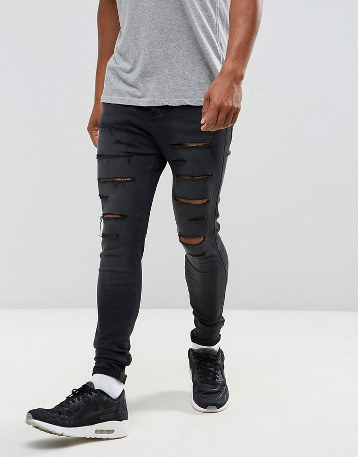 Minimal What's wrong turn around Siksilk Drop Crotch Skinny Jeans With Distressing, $90 | Asos | Lookastic
