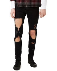 Topman Extreme Ripped Stretch Skinny Fit Jeans