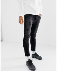 Chasin' Iggy Holly Rip And Repair Skinny Jeans In Black