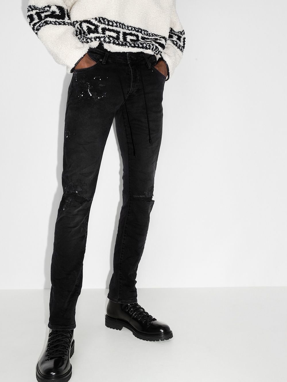 Neuw Iggy Paint Splatter Effect Distressed Jeans, $234 | farfetch.com ...