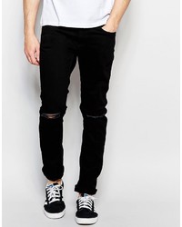Jack and Jones Jack Jones Skinny Fit Jeans With Ripped Knees And Stretch